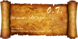 Oravan Tíria névjegykártya